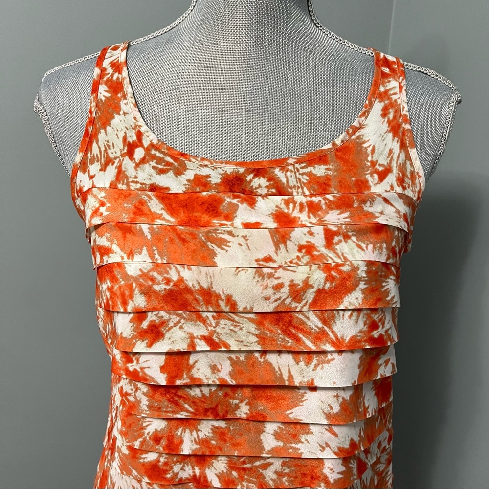 MICHAEL MICHAEL KORS size 2 sleeveless layered orange cocktail print dress - Picture 2 of 9